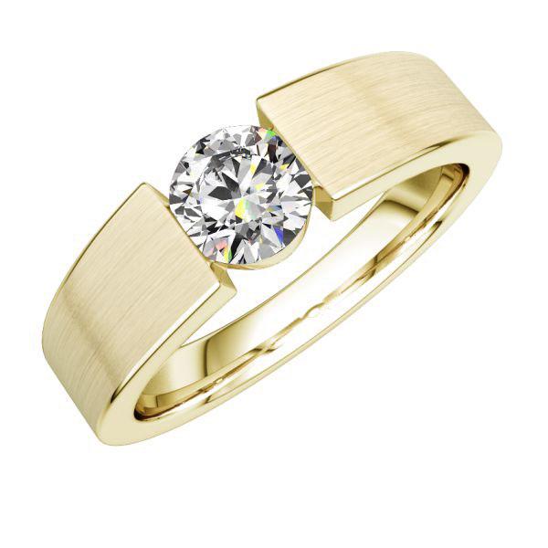 Solitaire Gelbgold 585  Spannring, gerades Profilmit 0,4 ct. tw, vs Eternal Touch