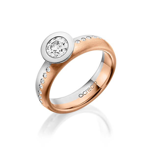 bicolor Trauring/Ehering in Weißgold 585 Rotgold 585 mit 0,4 ct. + zus. 0,175 ct. Brillant tw, vs tw, si von acredo - A-1493-3 bicolor Trauring/Ehering in Weißgold 585 Rotgold 585 mit 0,4 ct. + zus. 0,175 ct. Brillant tw, vs tw, si von acredo - A-1493-3