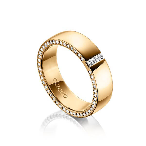 klassischer Trauring/Ehering in außen Roségold 585 , innen Roségold 585 mit zus. 0,325 ct. Prinzess-Diamant & Brillant tw, si von acredo - A-1496-6 klassischer Trauring/Ehering in außen Roségold 585 , innen Roségold 585 mit zus. 0,325 ct. Prinzess-Diamant & Brillant tw, si von acredo - A-1496-6