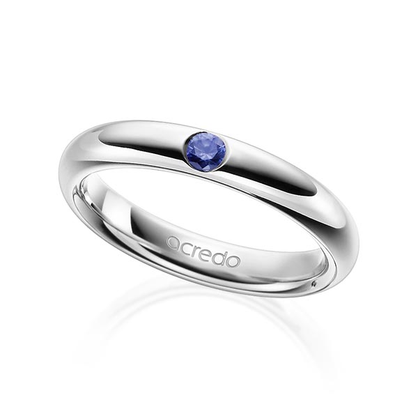 klassischer Trauring/Ehering in Graugold 585 mit zus. 0,08 ct. Brillant Saphir Blau (A 10) von acredo - A-1905-6 klassischer Trauring/Ehering in Graugold 585 mit zus. 0,08 ct. Brillant Saphir Blau (A 10) von acredo - A-1905-6
