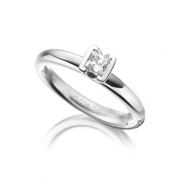 klassischer Trauring/Ehering in Platin 950 mit 0,4 ct. Prinzess-Diamant tw, vs von acredo - A-1298-19 klassischer Trauring/Ehering in Platin 950 mit 0,4 ct. Prinzess-Diamant tw, vs von acredo - A-1298-19