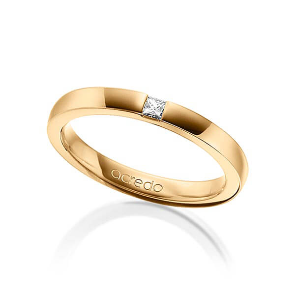klassischer Trauring/Ehering in Roségold 750 mit zus. 0,07 ct. Prinzess-Diamant tw, si von acredo - A-1471-4 klassischer Trauring/Ehering in Roségold 750 mit zus. 0,07 ct. Prinzess-Diamant tw, si von acredo - A-1471-4