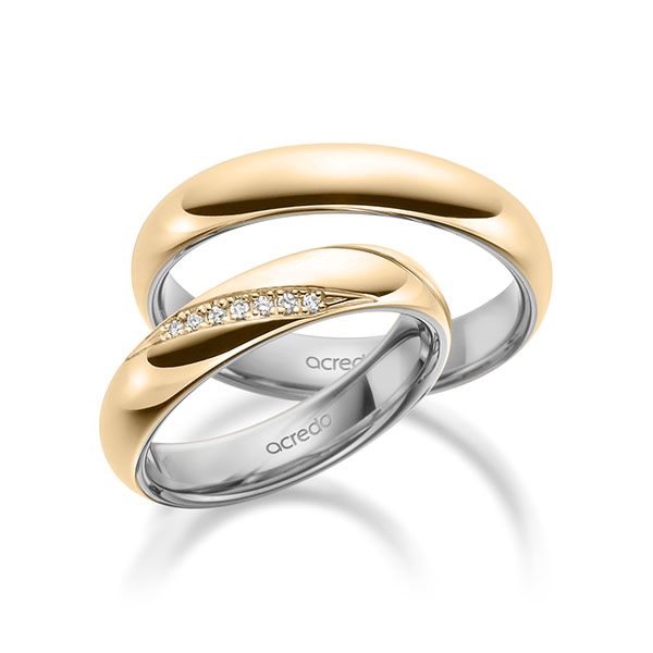 Paar bicolor Trauringe/Eheringe in außen Roségold 585 , innen Graugold 585 mit zus. 0,056 ct. Brillant tw, si von acredo - A-1952-2 Paar bicolor Trauringe/Eheringe in außen Roségold 585 , innen Graugold 585 mit zus. 0,056 ct. Brillant tw, si von acredo - A-1952-2
