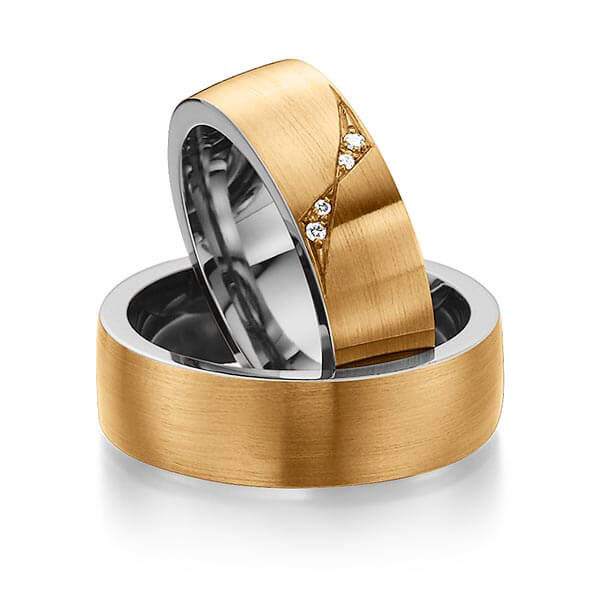 Paar bicolor Trauringe/Eheringe in außen Roségold 585 , innen Palladium 585 mit zus. 0,05 ct. Brillant tw, si von 123gold - Y-1303-14 Paar bicolor Trauringe/Eheringe in außen Roségold 585 , innen Palladium 585 mit zus. 0,05 ct. Brillant tw, si von 123gold - Y-1303-14
