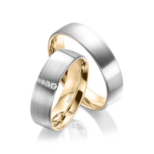 Paar bicolor Trauringe/Eheringe in außen Weißgold 585 , innen Roségold 585 mit zus. 0,048 ct. Brillant tw, si von acredo - A-1950-11 Paar bicolor Trauringe/Eheringe in außen Weißgold 585 , innen Roségold 585 mit zus. 0,048 ct. Brillant tw, si von acredo - A-1950-11