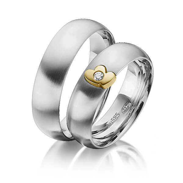 Paar bicolor Trauringe/Eheringe in Palladium 585 Gelbgold 585 mit zus. 0,025 ct. Brillant tw, si von 123gold - Y-1333-10 Paar bicolor Trauringe/Eheringe in Palladium 585 Gelbgold 585 mit zus. 0,025 ct. Brillant tw, si von 123gold - Y-1333-10