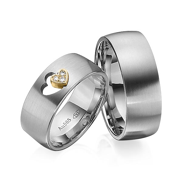 Paar bicolor Trauringe/Eheringe in Palladium 585 Gelbgold 585 mit zus. 0,03 ct. Brillant tw, si von 123gold - Y-1342-10 Paar bicolor Trauringe/Eheringe in Palladium 585 Gelbgold 585 mit zus. 0,03 ct. Brillant tw, si von 123gold - Y-1342-10