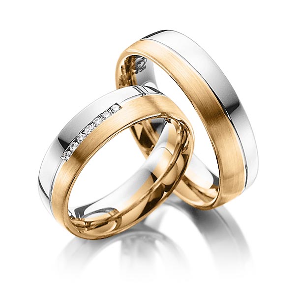 Paar bicolor Trauringe/Eheringe in Weissgold 585 Roségold 585 mit zus. 0,07 ct. Brillant tw, si von Steinberg - Q-1092-1 Paar bicolor Trauringe/Eheringe in Weissgold 585 Roségold 585 mit zus. 0,07 ct. Brillant tw, si von Steinberg - Q-1092-1