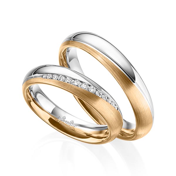 Paar bicolor Trauringe/Eheringe in Weißgold 585 Roségold 585 mit zus. 0,14 ct. Brillant tw, si von Steinberg - Q-1578-3 Paar bicolor Trauringe/Eheringe in Weißgold 585 Roségold 585 mit zus. 0,14 ct. Brillant tw, si von Steinberg - Q-1578-3