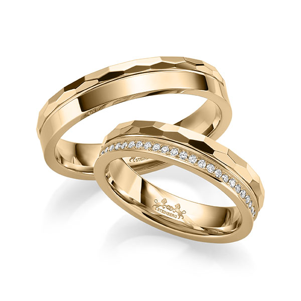 Paar klassische Memoire-Trauringe/Eheringe in Roségold 585 vollausgefasst mit zus. 0,275 ct. Brillant tw, si von Steinberg - Q-1693-6 Paar klassische Memoire-Trauringe/Eheringe in Roségold 585 vollausgefasst mit zus. 0,275 ct. Brillant tw, si von Steinberg - Q-1693-6