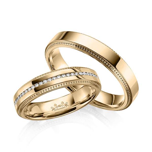 Paar klassische Memoire-Trauringe/Eheringe in Roségold 585 vollausgefasst mit zus. 0,295 ct. Brillant tw, si von Steinberg - Q-1657-1 Paar klassische Memoire-Trauringe/Eheringe in Roségold 585 vollausgefasst mit zus. 0,295 ct. Brillant tw, si von Steinberg - Q-1657-1