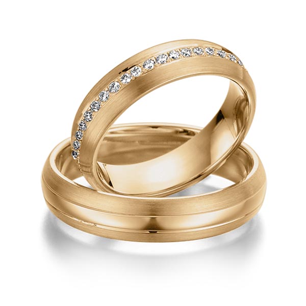 Paar klassische Memoire-Trauringe/Eheringe in Roségold 585 vollausgefasst mit zus. 0,46 ct. Brillant tw, si von Steinberg - Q-1072-7 Paar klassische Memoire-Trauringe/Eheringe in Roségold 585 vollausgefasst mit zus. 0,46 ct. Brillant tw, si von Steinberg - Q-1072-7