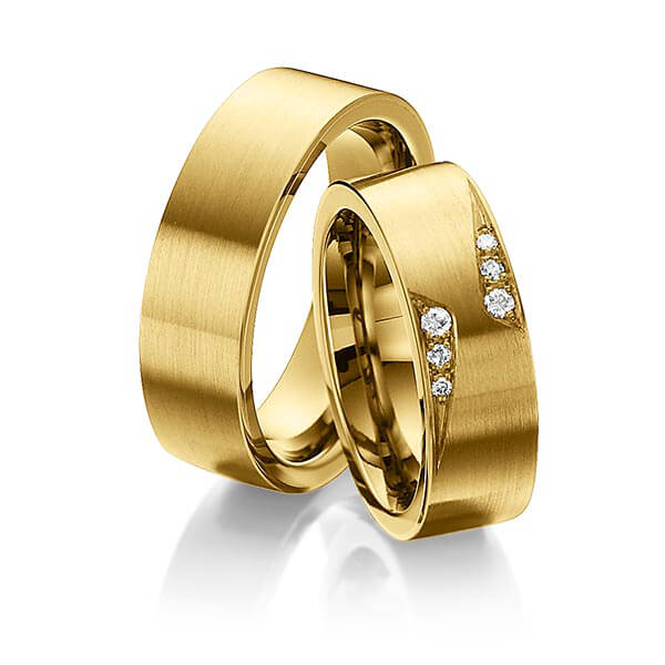 Paar klassische Trauringe/Eheringe in außen Gelbgold 585 , innen Gelbgold 585 mit zus. 0,1 ct. Brillant tw, si von 123gold - Y-1305-10 Paar klassische Trauringe/Eheringe in außen Gelbgold 585 , innen Gelbgold 585 mit zus. 0,1 ct. Brillant tw, si von 123gold - Y-1305-10