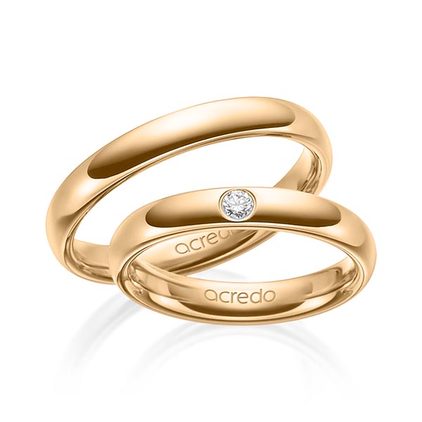Paar klassische Trauringe/Eheringe in aussen Roségold 585 , innen Roségold 585 mit zus. 0,06 ct. Brillant tw, si von acredo - A-1465-5 Paar klassische Trauringe/Eheringe in aussen Roségold 585 , innen Roségold 585 mit zus. 0,06 ct. Brillant tw, si von acredo - A-1465-5