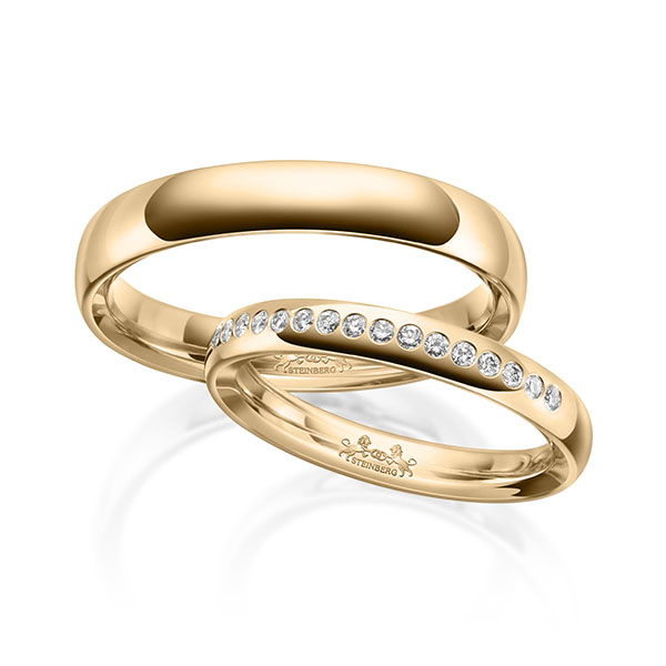 Paar klassische Trauringe/Eheringe in außen Roségold 585 , innen Roségold 585 mit zus. 0,16 ct. Brillant tw, si von Steinberg - Q-1637-7 Paar klassische Trauringe/Eheringe in außen Roségold 585 , innen Roségold 585 mit zus. 0,16 ct. Brillant tw, si von Steinberg - Q-1637-7