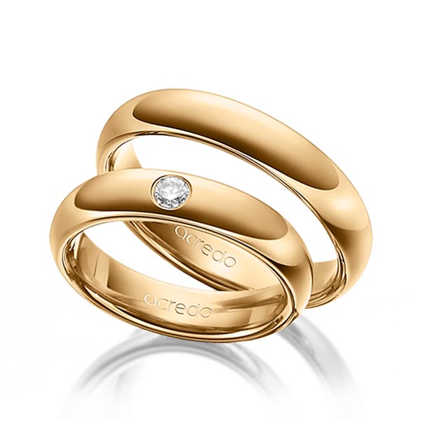 Paar klassische Trauringe/Eheringe in aussen Roségold 585 , innen Roségold 585 mit zus. 0,1 ct. Brillant tw, si von acredo - A-1469-7 Paar klassische Trauringe/Eheringe in aussen Roségold 585 , innen Roségold 585 mit zus. 0,1 ct. Brillant tw, si von acredo - A-1469-7
