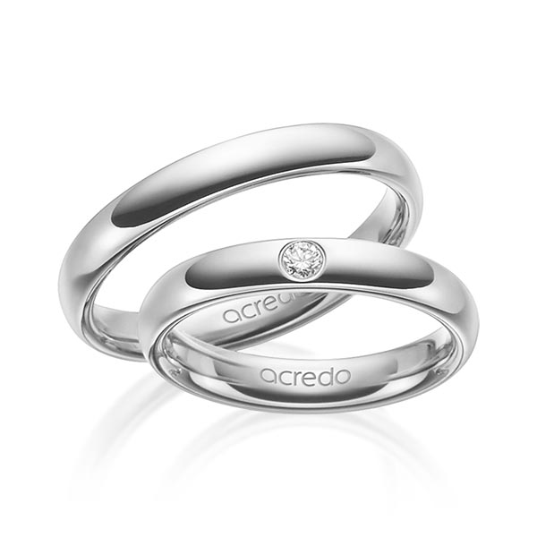 Paar klassische Trauringe/Eheringe in außen Weißgold 585 , innen Weißgold 585 mit zus. 0,06 ct. Brillant tw, si von acredo - A-1465-8 Paar klassische Trauringe/Eheringe in außen Weißgold 585 , innen Weißgold 585 mit zus. 0,06 ct. Brillant tw, si von acredo - A-1465-8