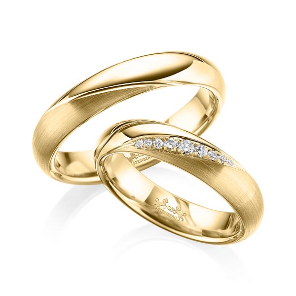 Paar klassische Trauringe/Eheringe in Gelbgold 585 mit zus. 0,114 ct. Brillant tw, si von Steinberg - Q-1575-6 Paar klassische Trauringe/Eheringe in Gelbgold 585 mit zus. 0,114 ct. Brillant tw, si von Steinberg - Q-1575-6