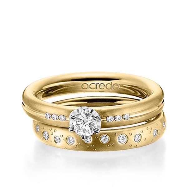 Paar klassische Trauringe/Eheringe in Gelbgold 585 mit zus. 0,519 ct. Brillant tw, si von acredo - A-1457-1 Paar klassische Trauringe/Eheringe in Gelbgold 585 mit zus. 0,519 ct. Brillant tw, si von acredo - A-1457-1
