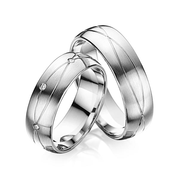 Paar klassische Trauringe/Eheringe in Graugold 585 mit zus. 0,08 ct. Brillant tw, si von acredo - A-6024-6 Paar klassische Trauringe/Eheringe in Graugold 585 mit zus. 0,08 ct. Brillant tw, si von acredo - A-6024-6