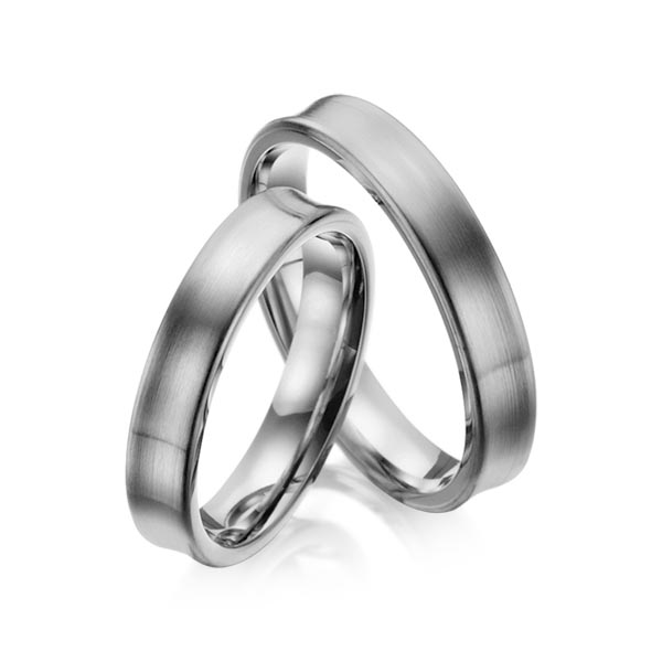 Paar klassische Trauringe/Eheringe in Palladium 585 von Steinberg - Q-1014-6 Paar klassische Trauringe/Eheringe in Palladium 585 von Steinberg - Q-1014-6