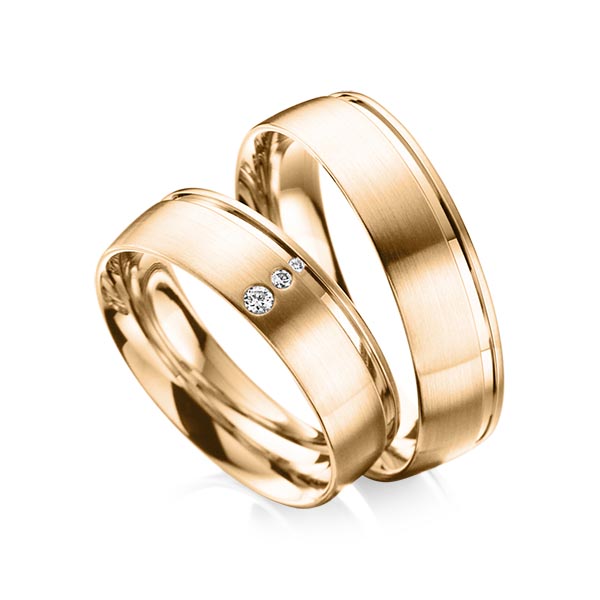 Paar klassische Trauringe/Eheringe in Roségold 585 mit zus. 0,035 ct. Brillant tw, vs tw, si von acredo - A-6022-8 Paar klassische Trauringe/Eheringe in Roségold 585 mit zus. 0,035 ct. Brillant tw, vs tw, si von acredo - A-6022-8