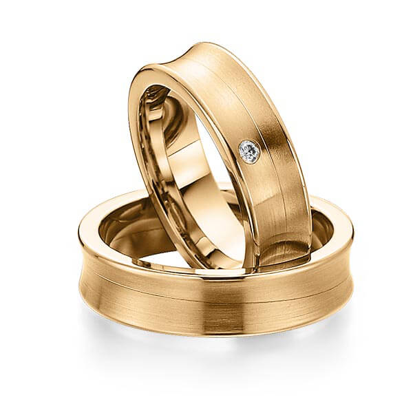 Paar klassische Trauringe/Eheringe in Roségold 585 mit zus. 0,03 ct. Brillant tw, si von 123gold - Y-1299-13 Paar klassische Trauringe/Eheringe in Roségold 585 mit zus. 0,03 ct. Brillant tw, si von 123gold - Y-1299-13
