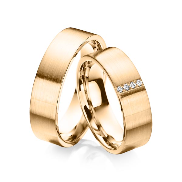 Paar klassische Trauringe/Eheringe in Roségold 585 mit zus. 0,04 ct. Brillant tw, si von Steinberg - Q-1004-5 Paar klassische Trauringe/Eheringe in Roségold 585 mit zus. 0,04 ct. Brillant tw, si von Steinberg - Q-1004-5