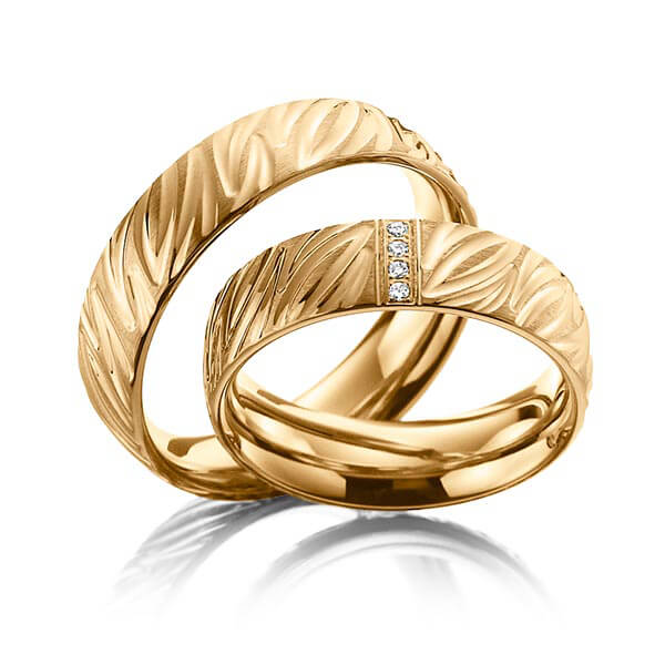 Paar klassische Trauringe/Eheringe in Roségold 585 mit zus. 0,04 ct. Brillant tw, si von Steinberg - T-1111-5 Paar klassische Trauringe/Eheringe in Roségold 585 mit zus. 0,04 ct. Brillant tw, si von Steinberg - T-1111-5