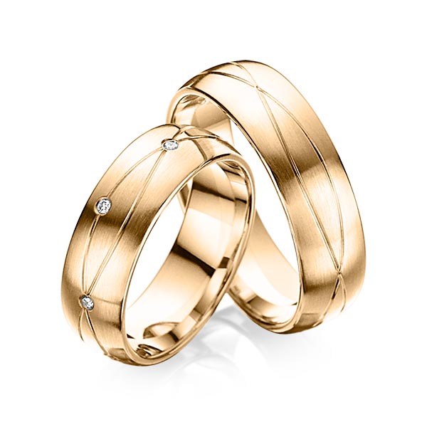 Paar klassische Trauringe/Eheringe in Roségold 585 mit zus. 0,08 ct. Brillant tw, si von acredo - A-6024-9 Paar klassische Trauringe/Eheringe in Roségold 585 mit zus. 0,08 ct. Brillant tw, si von acredo - A-6024-9