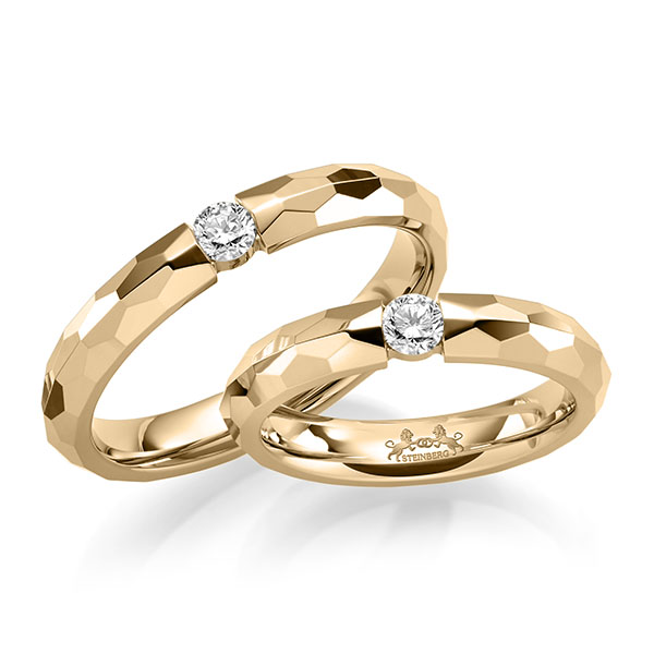 Paar klassische Trauringe/Eheringe in Roségold 585 mit zus. 0,24 ct. Brillant tw, si von Steinberg - Q-1682-4 Paar klassische Trauringe/Eheringe in Roségold 585 mit zus. 0,24 ct. Brillant tw, si von Steinberg - Q-1682-4