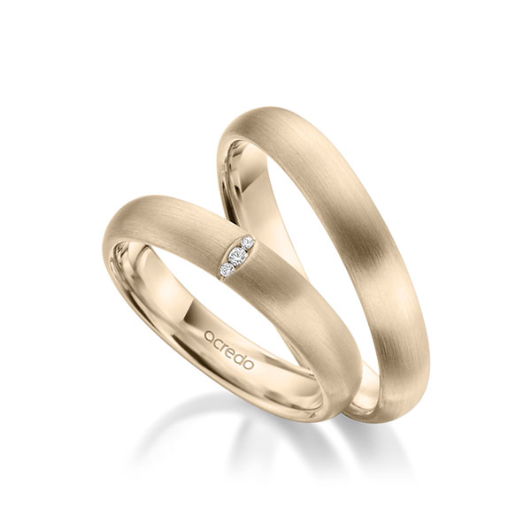 Paar klassische Trauringe/Eheringe in Signature Gold 585 mit zus. 0,02 ct. Brillant tw, si von acredo - A-1942-6 Paar klassische Trauringe/Eheringe in Signature Gold 585 mit zus. 0,02 ct. Brillant tw, si von acredo - A-1942-6