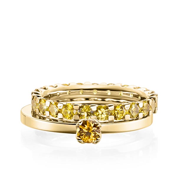 Ring-Set in Gelbgold 585 mit zus. 2,32 ct. Brillant Saphir Gelb (A 8) von acredo - A-1985-2 Ring-Set in Gelbgold 585 mit zus. 2,32 ct. Brillant Saphir Gelb (A 8) von acredo - A-1985-2