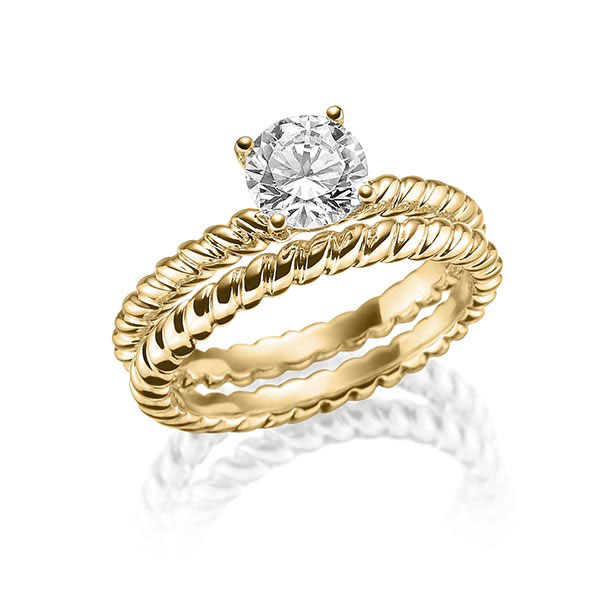 Ring-Set in Gelbgold 750 mit 1 ct. Brillant tw, vs von Steinberg - Q-1551-11 Ring-Set in Gelbgold 750 mit 1 ct. Brillant tw, vs von Steinberg - Q-1551-11
