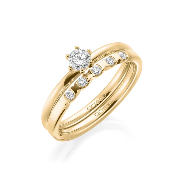 Ring-Set in Gelbgold 750 mit zus. 0,35 ct. Brillant tw, si tw, vs von acredo - A-1991-13 Ring-Set in Gelbgold 750 mit zus. 0,35 ct. Brillant tw, si tw, vs von acredo - A-1991-13