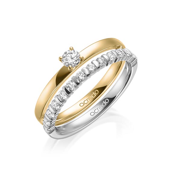 Ring-Set in Gelbgold 750 mit zus. 0,5 ct. Brillant tw, si tw, vs von acredo - A-1996-14 Ring-Set in Gelbgold 750 mit zus. 0,5 ct. Brillant tw, si tw, vs von acredo - A-1996-14