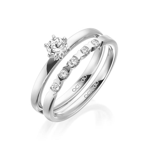 Ring-Set in Platin 950 mit 0,3 ct. + zus. 0,1 ct. Brillant tw, vs von acredo - A-1998-12 Ring-Set in Platin 950 mit 0,3 ct. + zus. 0,1 ct. Brillant tw, vs von acredo - A-1998-12