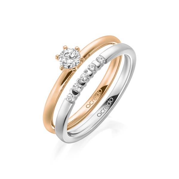 Ring-Set in Roségold 585 mit zus. 0,35 ct. Brillant tw, si tw, vs von acredo - A-1989-1 Ring-Set in Roségold 585 mit zus. 0,35 ct. Brillant tw, si tw, vs von acredo - A-1989-1