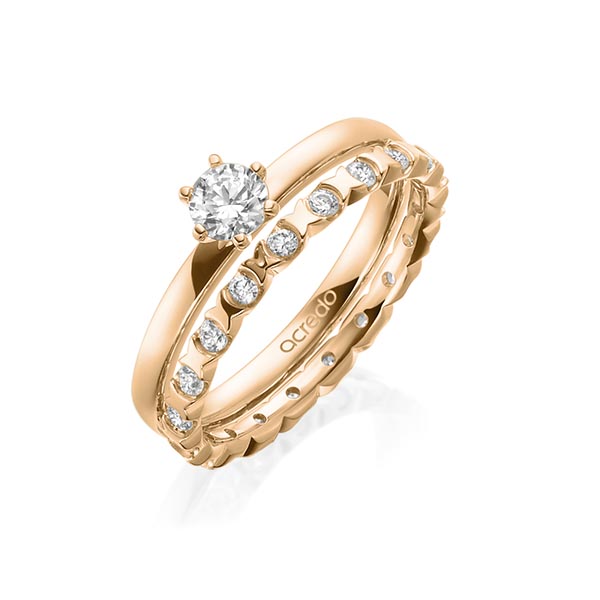 Ring-Set in Roségold 750 mit 0,3 ct. + zus. 0,4 ct. Brillant tw, vs von acredo - A-1997-11 Ring-Set in Roségold 750 mit 0,3 ct. + zus. 0,4 ct. Brillant tw, vs von acredo - A-1997-11