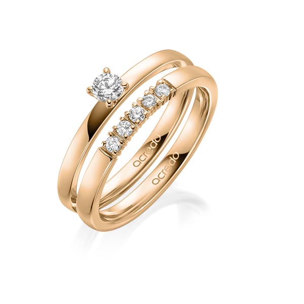 Ring-Set in Roségold 750 mit zus. 0,3 ct. Brillant tw, si tw, vs von acredo - A-1995-11 Ring-Set in Roségold 750 mit zus. 0,3 ct. Brillant tw, si tw, vs von acredo - A-1995-11