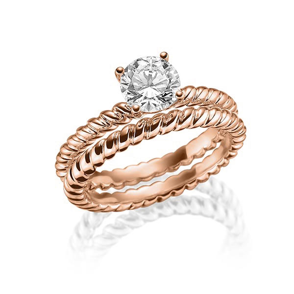 Ring-Set in Rotgold 750 mit 1 ct. Brillant tw, vs von Steinberg - Q-1551-12 Ring-Set in Rotgold 750 mit 1 ct. Brillant tw, vs von Steinberg - Q-1551-12