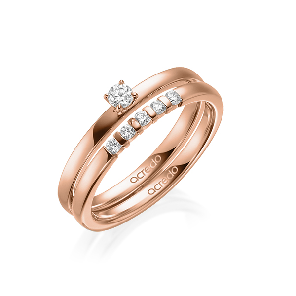 Ring-Set in Rotgold 750 mit zus. 0,25 ct. Brillant tw, si tw, vs von acredo - A-1993-10 Ring-Set in Rotgold 750 mit zus. 0,25 ct. Brillant tw, si tw, vs von acredo - A-1993-10