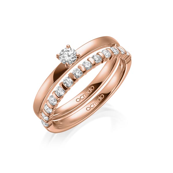 Ring-Set in Rotgold 750 mit zus. 0,5 ct. Brillant tw, si tw, vs von acredo - A-1996-10 Ring-Set in Rotgold 750 mit zus. 0,5 ct. Brillant tw, si tw, vs von acredo - A-1996-10