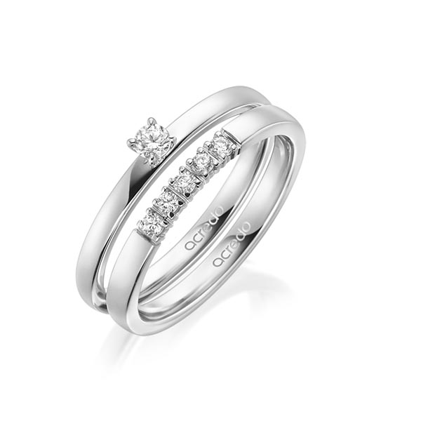 Ring-Set in Weißgold 585 mit zus. 0,25 ct. Brillant tw, si tw, vs von acredo - A-1994-1 Ring-Set in Weißgold 585 mit zus. 0,25 ct. Brillant tw, si tw, vs von acredo - A-1994-1