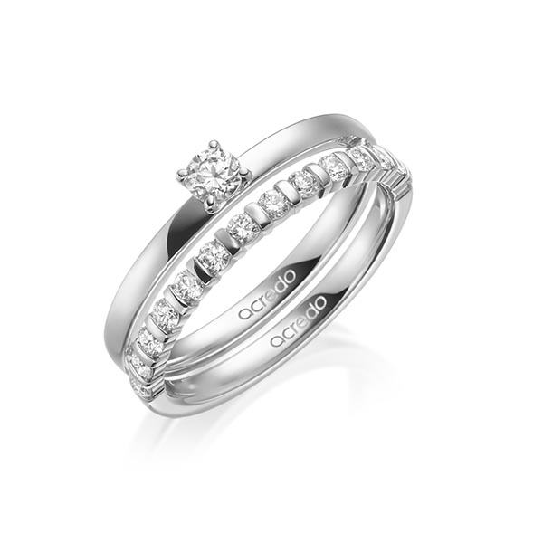 Ring-Set in Weißgold 585 mit zus. 0,5 ct. Brillant tw, vs von acredo - A-1996-1 Ring-Set in Weißgold 585 mit zus. 0,5 ct. Brillant tw, vs von acredo - A-1996-1