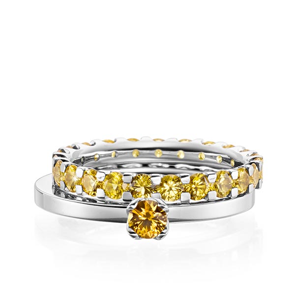 Ring-Set in Weißgold 585 mit zus. 2,32 ct. Brillant Saphir Gelb (A 8) von acredo - A-1985-1 Ring-Set in Weißgold 585 mit zus. 2,32 ct. Brillant Saphir Gelb (A 8) von acredo - A-1985-1