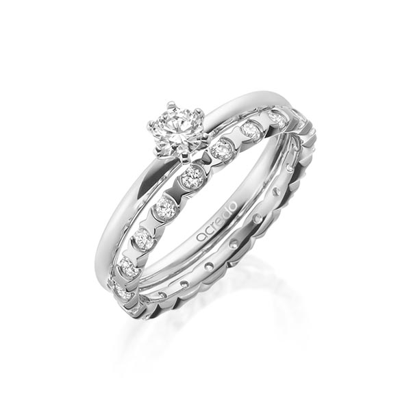 Ring-Set in Weißgold 750 mit zus. 0,65 ct. Brillant tw, si tw, vs von acredo - A-1990-13 Ring-Set in Weißgold 750 mit zus. 0,65 ct. Brillant tw, si tw, vs von acredo - A-1990-13
