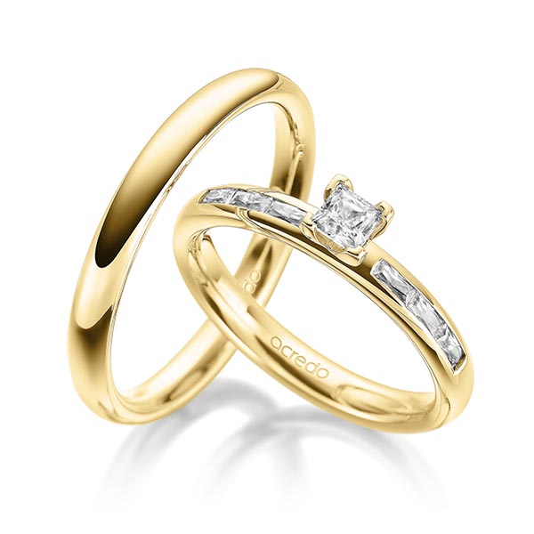 Set in Gelbgold 585 mit 0,3 ct. + zus. 0,3 ct. Brillant tw, vs von acredo - A-1932-2 Set in Gelbgold 585 mit 0,3 ct. + zus. 0,3 ct. Brillant tw, vs von acredo - A-1932-2