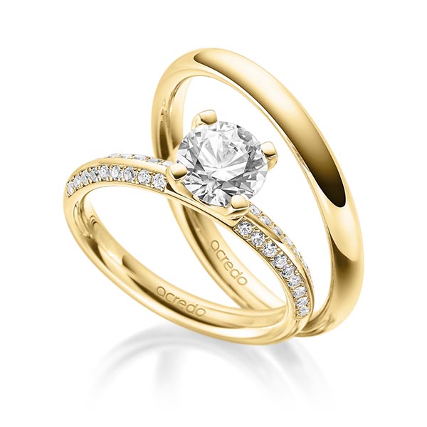 Set in Gelbgold 585 mit 1,5 ct. + zus. 0,288 ct. Brillant tw, vs tw, si von acredo - A-1929-3 Set in Gelbgold 585 mit 1,5 ct. + zus. 0,288 ct. Brillant tw, vs tw, si von acredo - A-1929-3