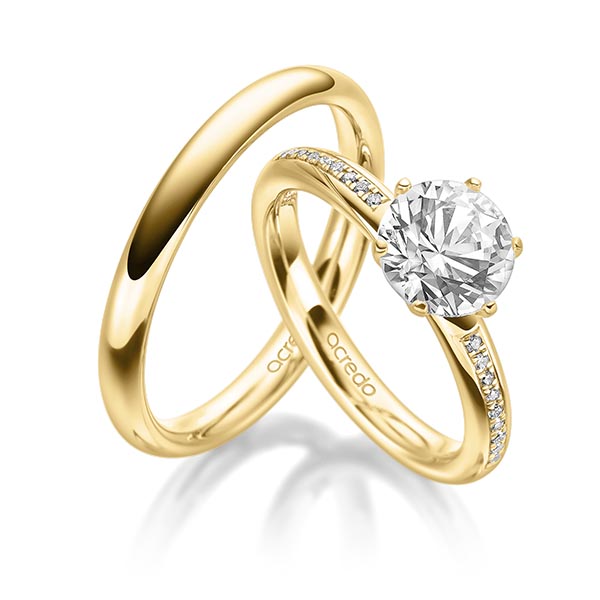 Set in Gelbgold 585 mit 2 ct. + zus. 0,09 ct. Brillant tw, vs tw, si von acredo - A-1930-3 Set in Gelbgold 585 mit 2 ct. + zus. 0,09 ct. Brillant tw, vs tw, si von acredo - A-1930-3